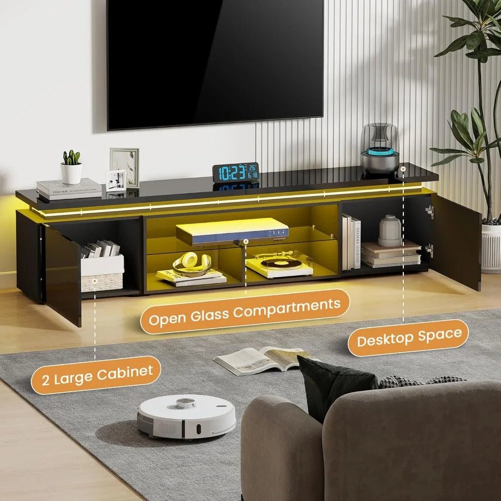 100 Inch TV Stand Entertainment Center Dynamic LED Lights High Gloss Storage Cabinets Living Room, Customized - Home surplus Home surplus 14:29Black;200007763:201336106