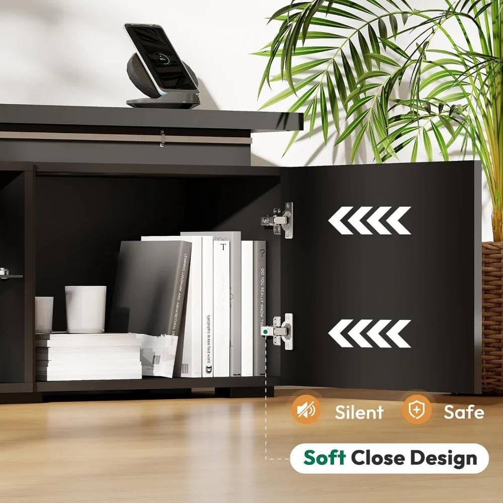 100 Inch TV Stand Entertainment Center Dynamic LED Lights High Gloss Storage Cabinets Living Room, Customized - Home surplus Home surplus 14:29Black;200007763:201336106