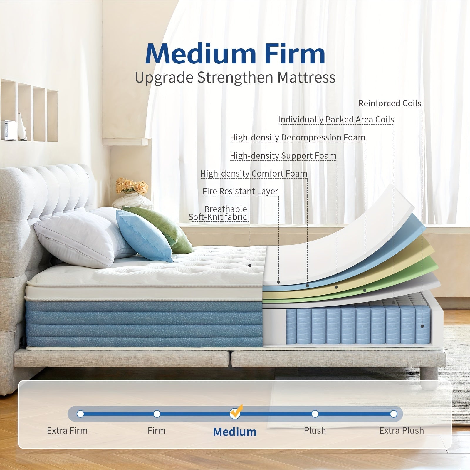 14 - inch QUEEN/KING SIZE mattress, hybrid memory foam full - size mattress - medium firmness, suitable for motion isolation, edge support, pressure relief - bed in a box - Home surplus Home surplus 19052;98969139