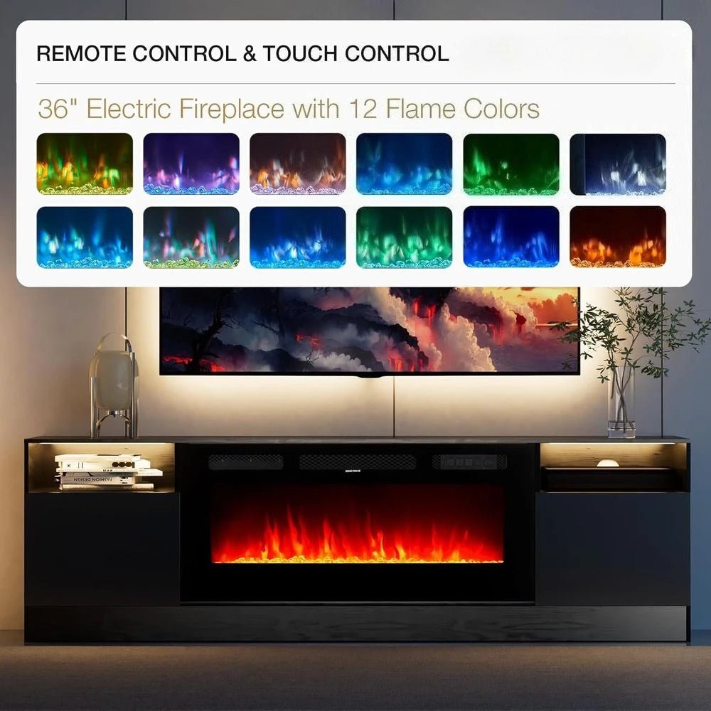 36in Electric Fireplace, LED Light Entertainment Center, Dark Wood Grain TV Stand for TVs up to 80 - Home surplus Home surplus 200007763:201336106