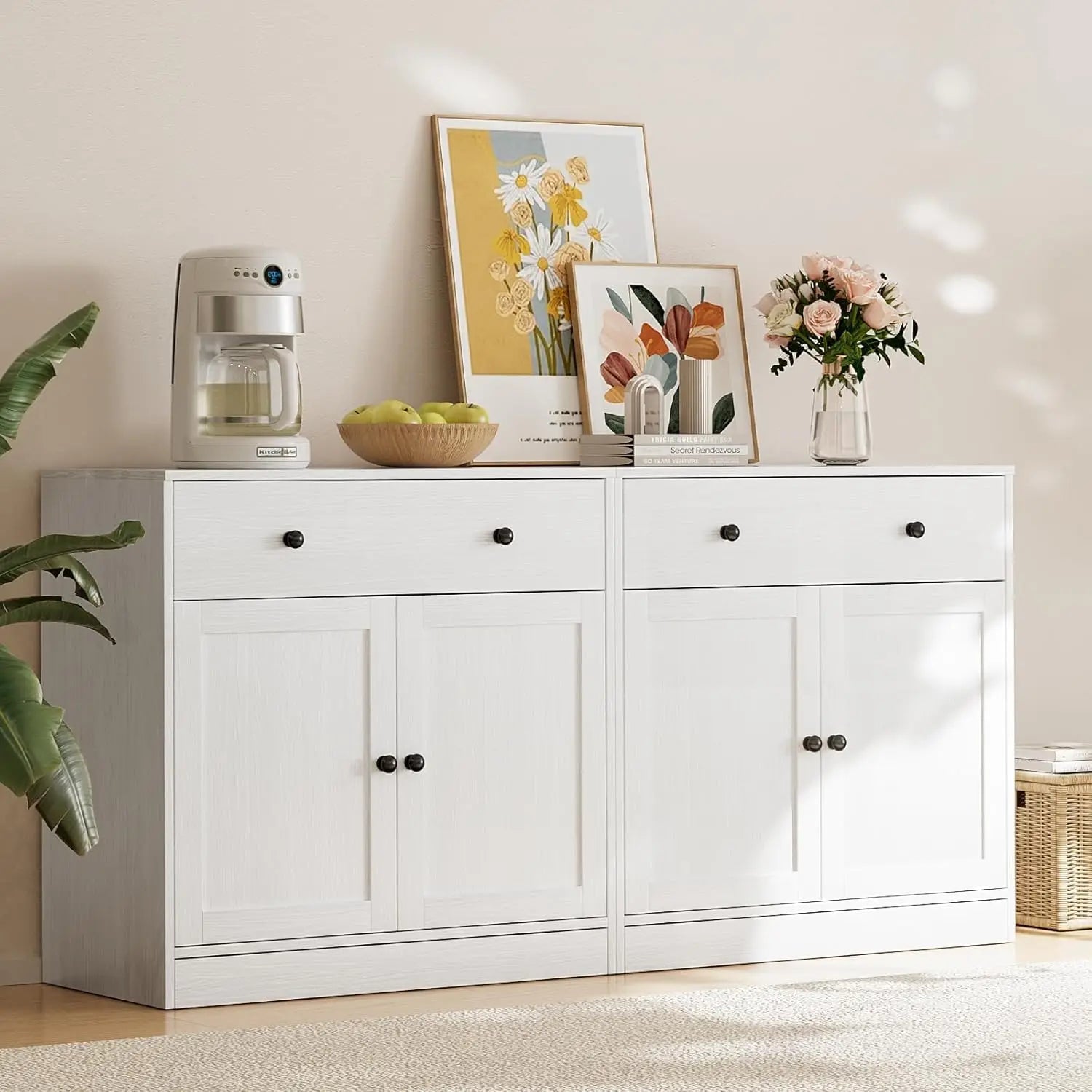 4 - Piece Large TV Stand with Bookshelves for TVs up to 75", TV Entertainment Center Media Center with Tempered Glass Doors and Sh - Home surplus Home surplus 14:10White;200007763:201336106