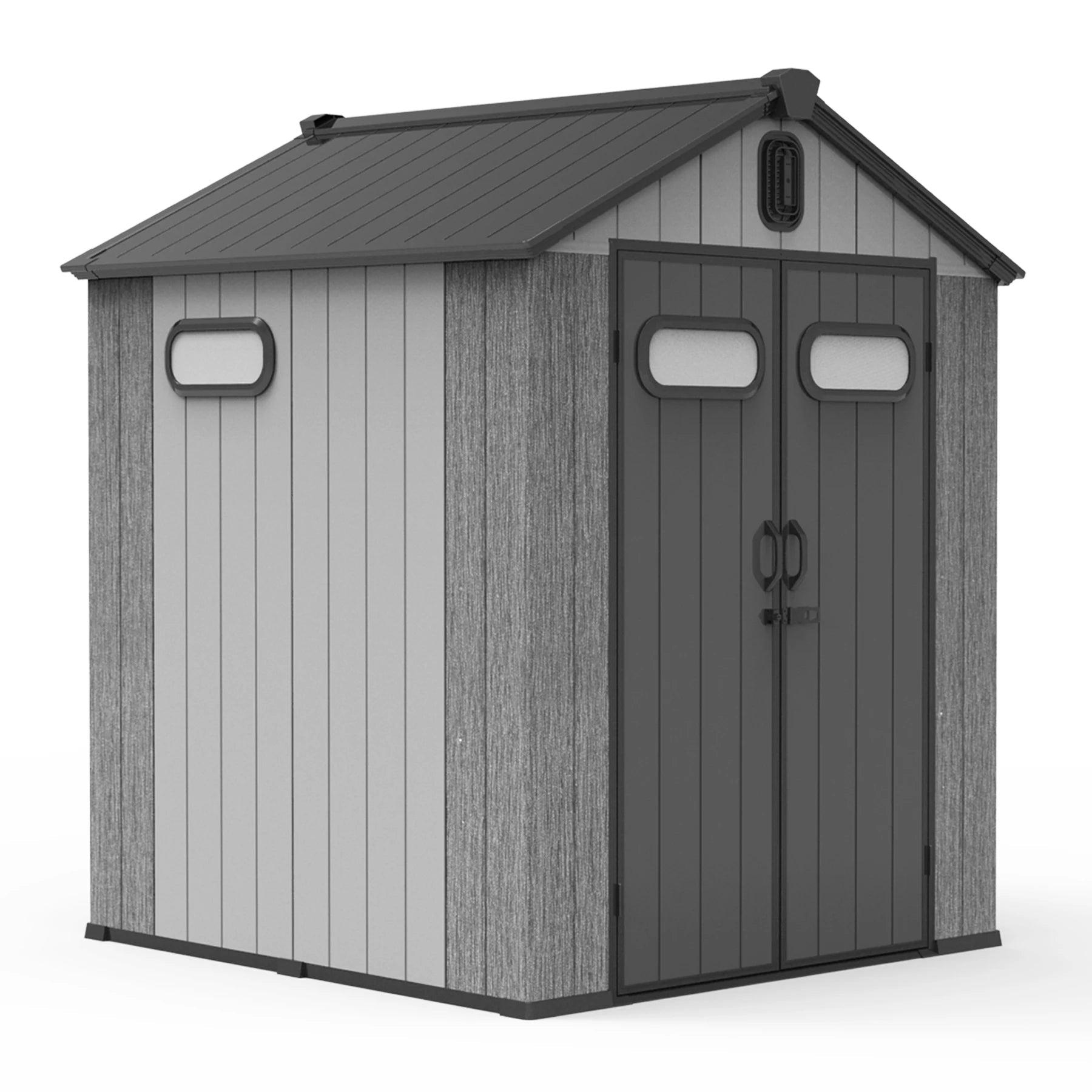 6x6FT Resin Outdoor Storage Shed With Lockable Door Waterproof Outside Sheds With Windows & Vents for Patio and Back Yard - Home surplus Home surplus 191284008:365891Sheds & Storage