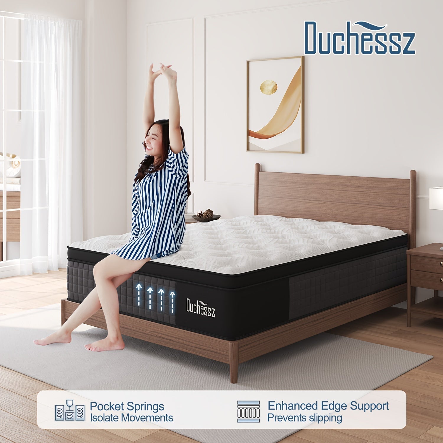 Duchess 10"12"14" Twin Full Queen King Size Mattress In A Box Hybrid Pocket Spring Gel Memory Foam, Motion Isolation Medium Firm - Home surplus Home surplus 132009081;69629