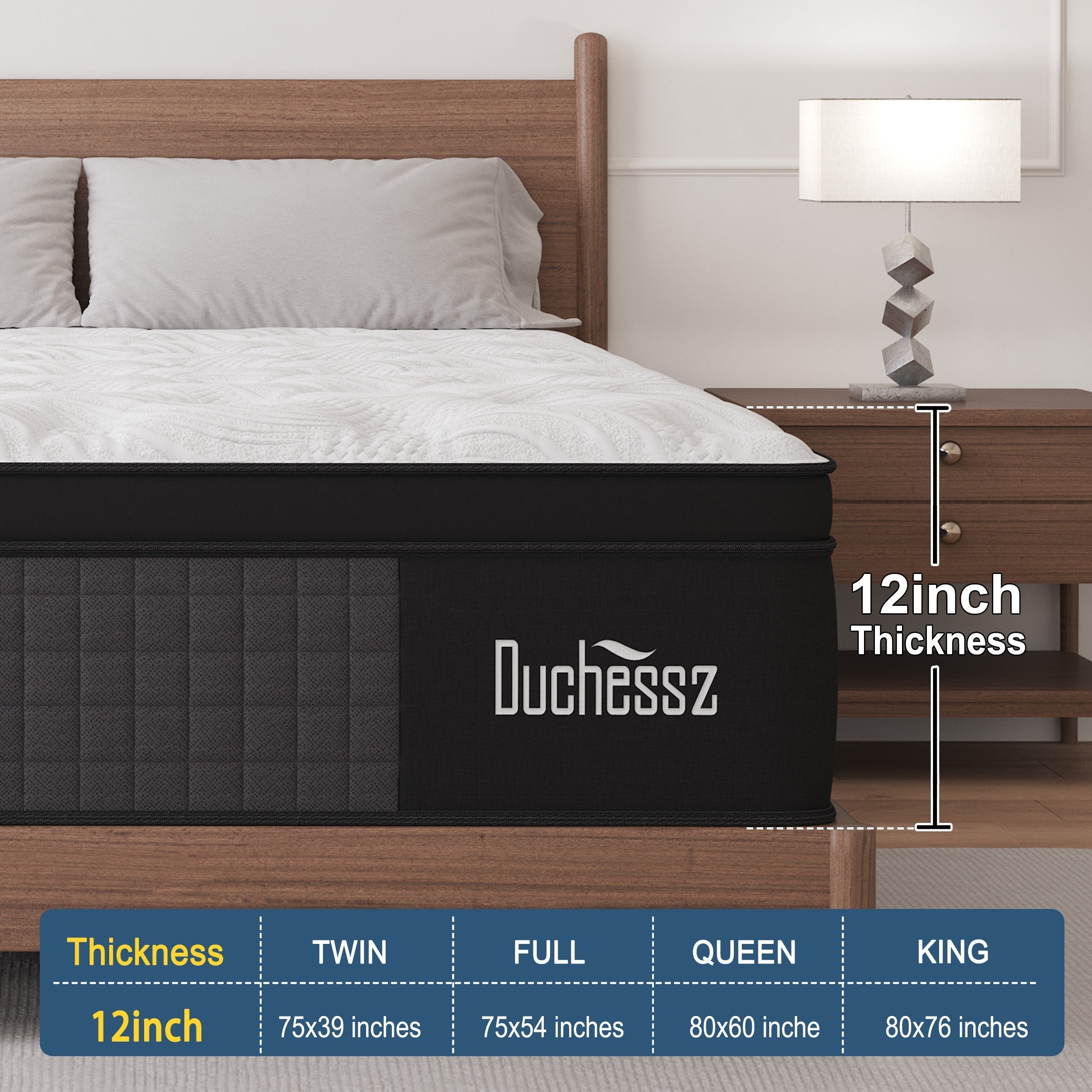 Duchess 10"12"14" Twin Full Queen King Size Mattress In A Box Hybrid Pocket Spring Gel Memory Foam, Motion Isolation Medium Firm - Home surplus Home surplus 47004297;69629